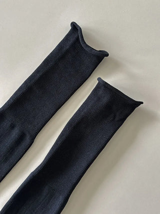 Neo Ribbed Rolling Pleated Warmer Long Knee Socks