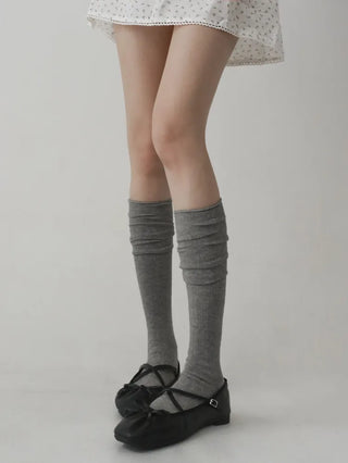 Neo Ribbed Rolling Pleated Warmer Long Knee Socks