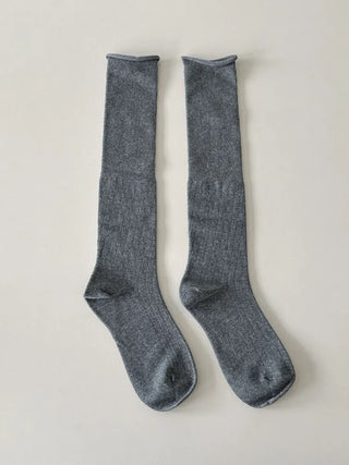 Neo Ribbed Rolling Pleated Warmer Long Knee Socks