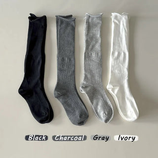 Neo Ribbed Rolling Pleated Warmer Long Knee Socks