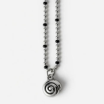 Twilly Spiral Snail Pendant Beaded Ball Chain Necklace