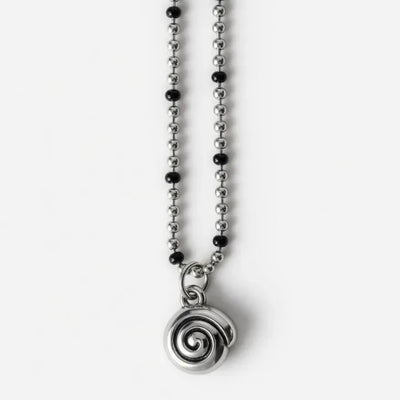 Twilly Spiral Snail Pendant Beaded Ball Chain Necklace