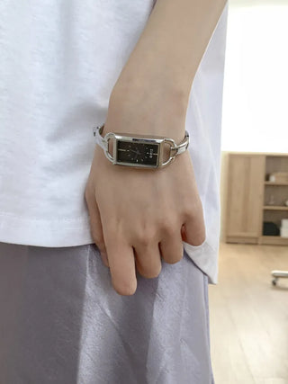 Objet Square Metal Bangle Bracelet Wristwatch