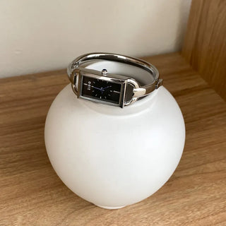 Objet Square Metal Bangle Bracelet Wristwatch