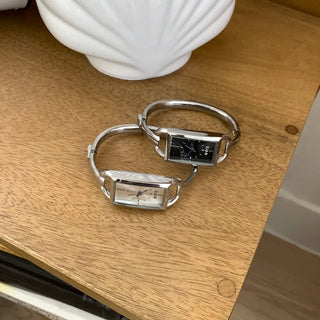 Objet Square Metal Bangle Bracelet Wristwatch