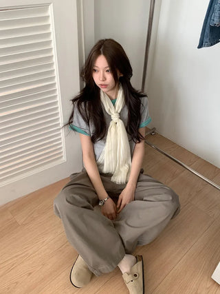 Bunny Stripe Punching Color Long Scarf