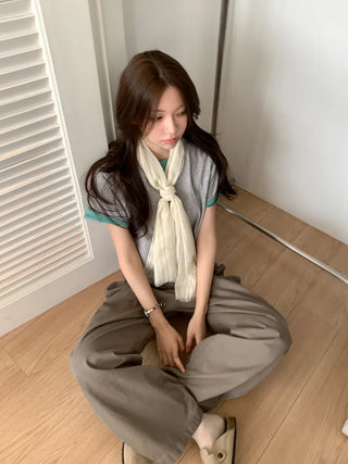 Bunny Stripe Punching Color Long Scarf