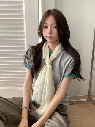 Bunny Stripe Punching Color Long Scarf