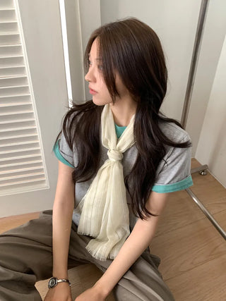 Bunny Stripe Punching Color Long Scarf