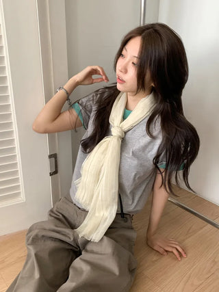 Bunny Stripe Punching Color Long Scarf