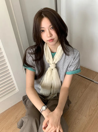 Bunny Stripe Punching Color Long Scarf