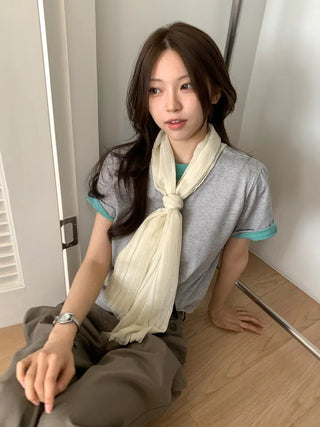 Bunny Stripe Punching Color Long Scarf