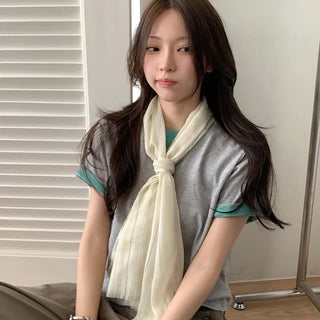 Bunny Stripe Punching Color Long Scarf