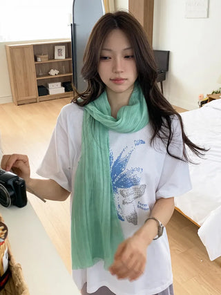Bunny Stripe Punching Color Long Scarf