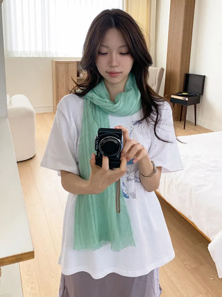 Bunny Stripe Punching Color Long Scarf