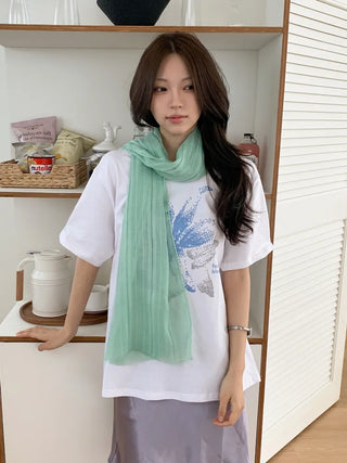 Bunny Stripe Punching Color Long Scarf