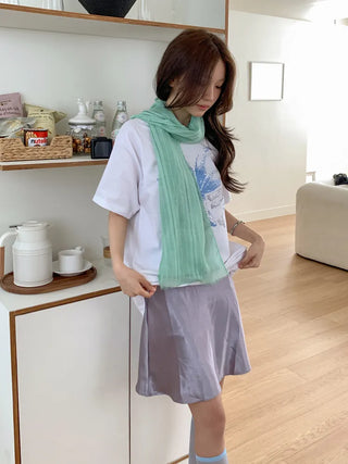 Bunny Stripe Punching Color Long Scarf