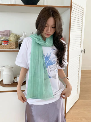 Bunny Stripe Punching Color Long Scarf