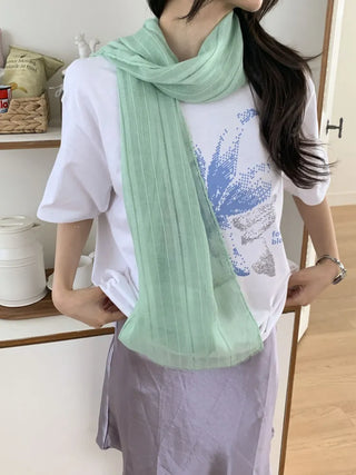 Bunny Stripe Punching Color Long Scarf