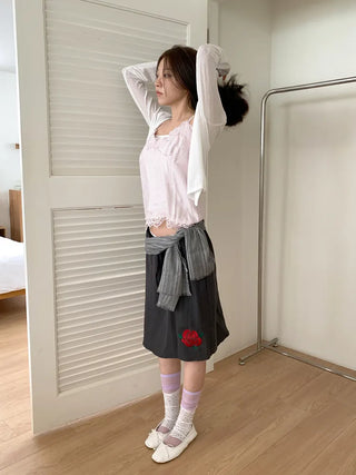 Bunny Stripe Punching Color Long Scarf