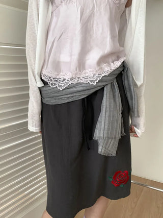 Bunny Stripe Punching Color Long Scarf