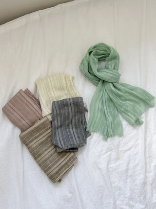 Bunny Stripe Punching Color Long Scarf
