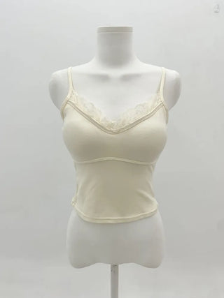 Deep V Lace Stretchy Soft Sleeveless Cap Sleeveless Top