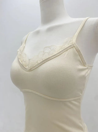 Deep V Lace Stretchy Soft Sleeveless Cap Sleeveless Top