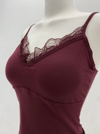 Deep V Lace Stretchy Soft Sleeveless Cap Sleeveless Top