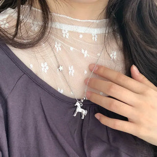 Horse Star Pendant Surgical Steel Ball Chain Necklace