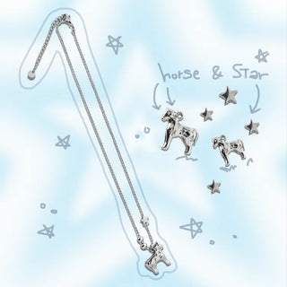 Horse Star Pendant Surgical Steel Ball Chain Necklace