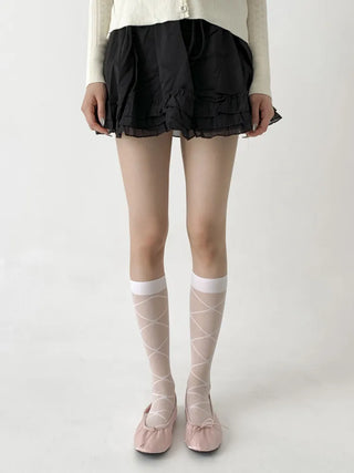 Oa See-through Pattern Long Knee Socks Stockings