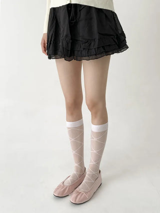 Oa See-through Pattern Long Knee Socks Stockings