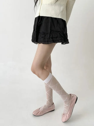 Oa See-through Pattern Long Knee Socks Stockings
