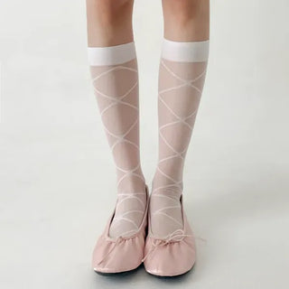 Oa See-through Pattern Long Knee Socks Stockings