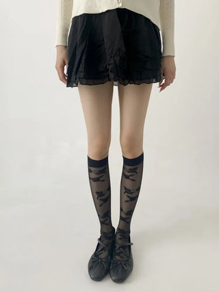 Oa See-through Pattern Long Knee Socks Stockings