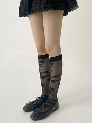 Oa See-through Pattern Long Knee Socks Stockings
