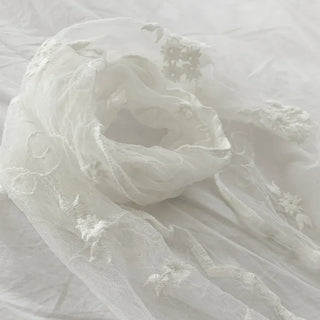 Soy Flower Embroidered See-through Color Triangle Scarf