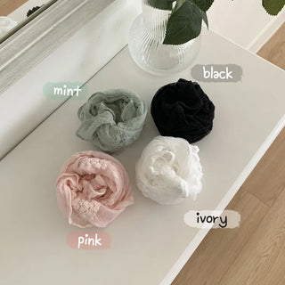 Soy Flower Embroidered See-through Color Triangle Scarf