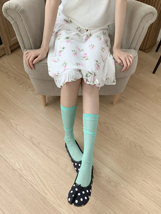 Candy Pastel See-through Color Summer Knee Socks Stockings Long Socks