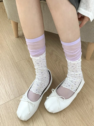 Candy Pastel See-through Color Summer Knee Socks Stockings Long Socks