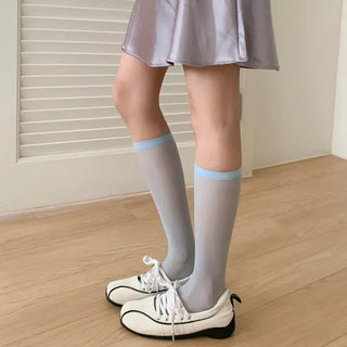 Candy Pastel See-through Color Summer Knee Socks Stockings Long Socks