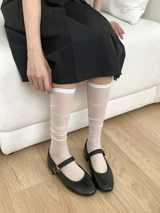 Candy Pastel See-through Color Summer Knee Socks Stockings Long Socks