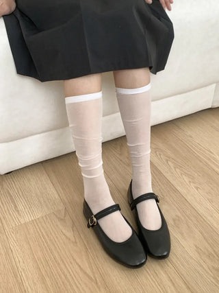 Candy Pastel See-through Color Summer Knee Socks Stockings Long Socks