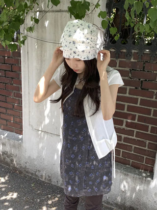 Loewe Flower Small Floral Embroidery Punched Loose Beanie Hat