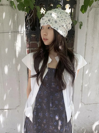 Loewe Flower Small Floral Embroidery Punched Loose Beanie Hat