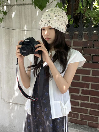 Loewe Flower Small Floral Embroidery Punched Loose Beanie Hat