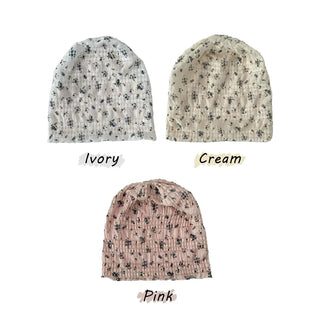 Loewe Flower Small Floral Embroidery Punched Loose Beanie Hat