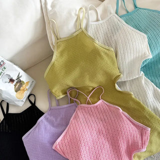 Halter Knit Slit All-in-One One-Piece Swimsuit