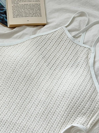 Halter Knit Slit All-in-One One-Piece Swimsuit